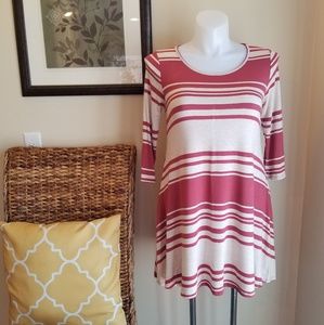 Modern Vintage Boutique Striped Pocket Dress Coral